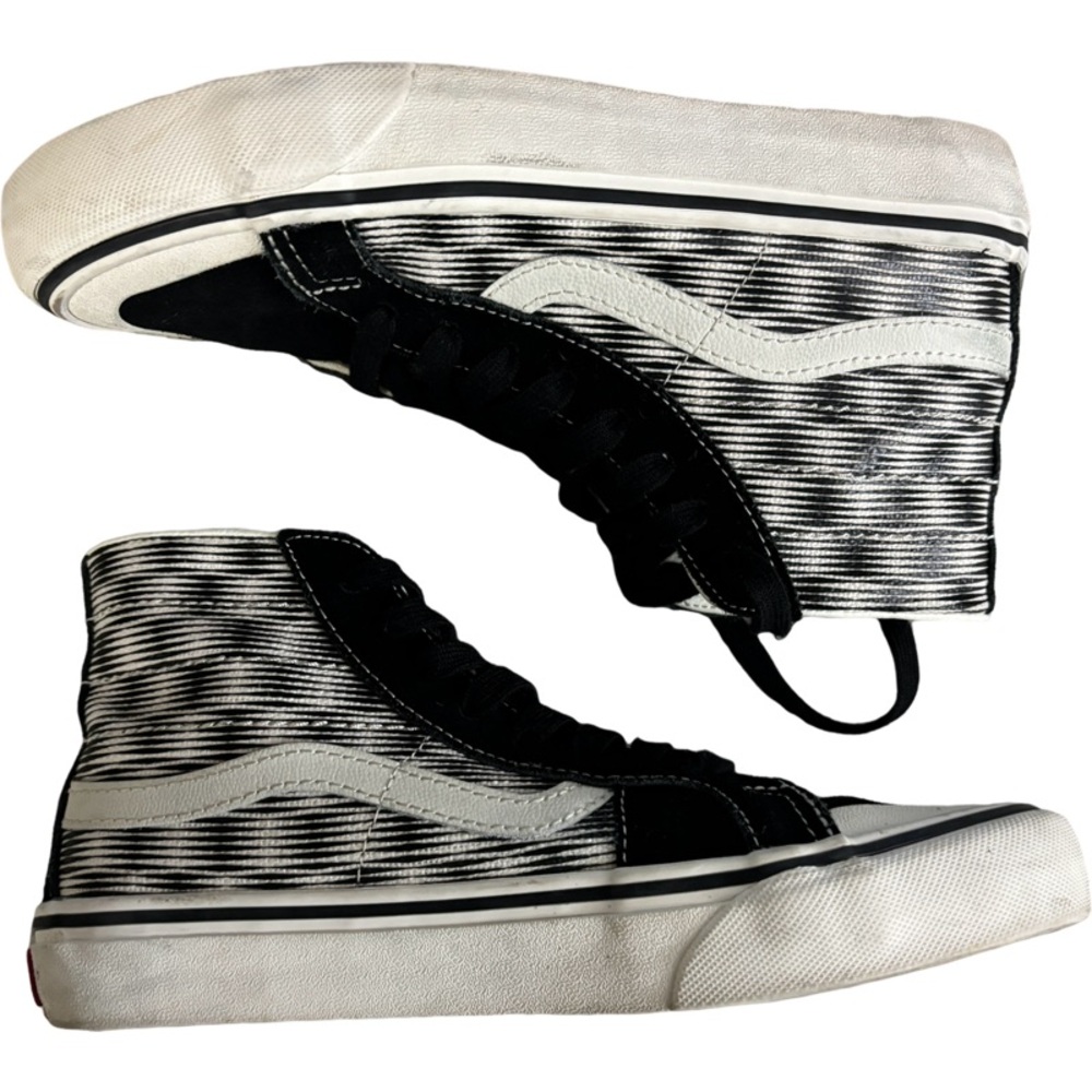 Vans SK8 HI Black White Blur Canvas Lace Up High Top Skate  Women’s 7  Men’s 5.5